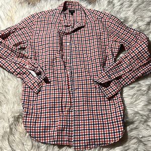 J Crew Men Size Small Red Blue Checkered Long Sleeve Button Down